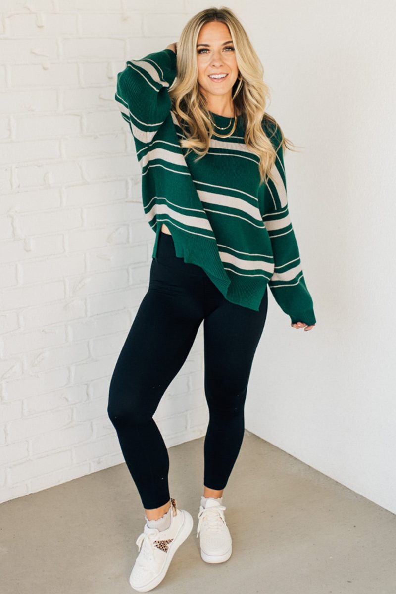 AmberlyStripedSweaterGreenGrey