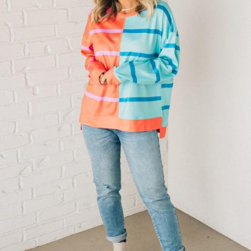 BrightContrastStripePullover 1