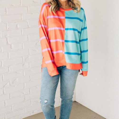 BrightContrastStripePullover