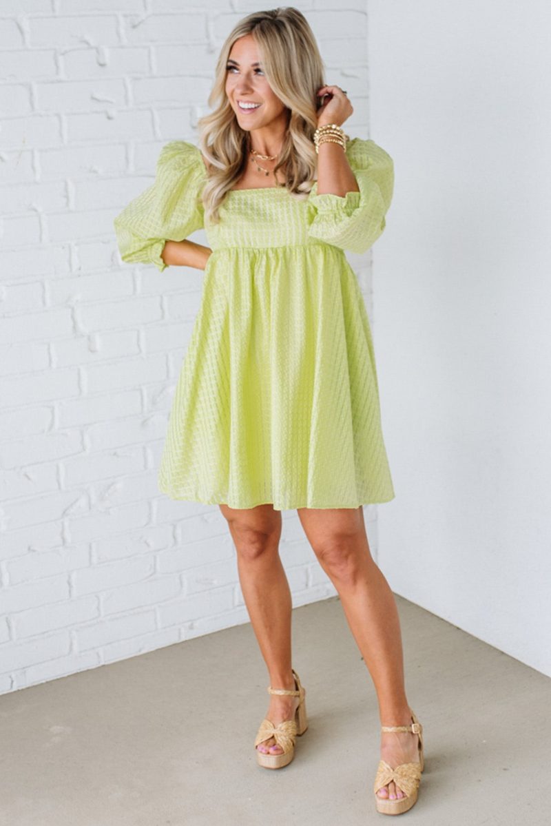 BrinleyTexturedBabydollDressLightGreen 2