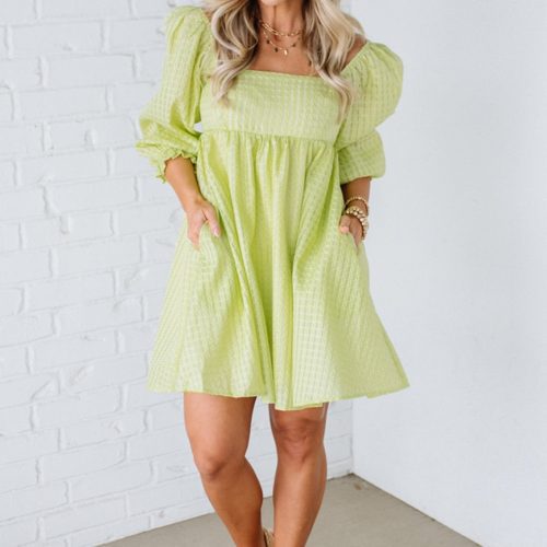 BrinleyTexturedBabydollDressLightGreen