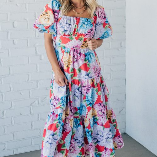 CaullieFloralPuffSleeveMaxi 1