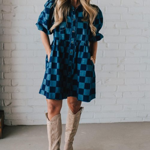 CheckeredDenimDress 3