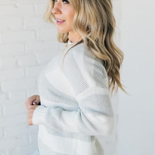 HadliStripedLongSweaterHeatherGrey 3