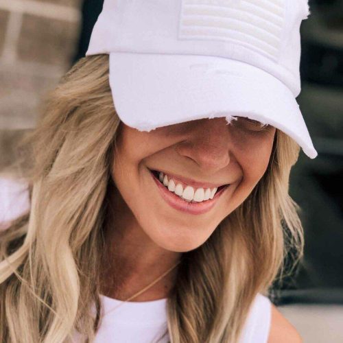 white distressed american flag hat