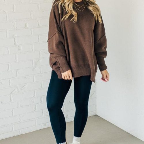 OversizedCrewNeckSweaterBrown