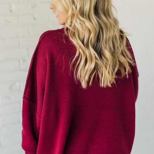 OversizedCrewNeckSweaterCabernet 1 2