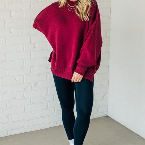 OversizedCrewNeckSweaterCabernet