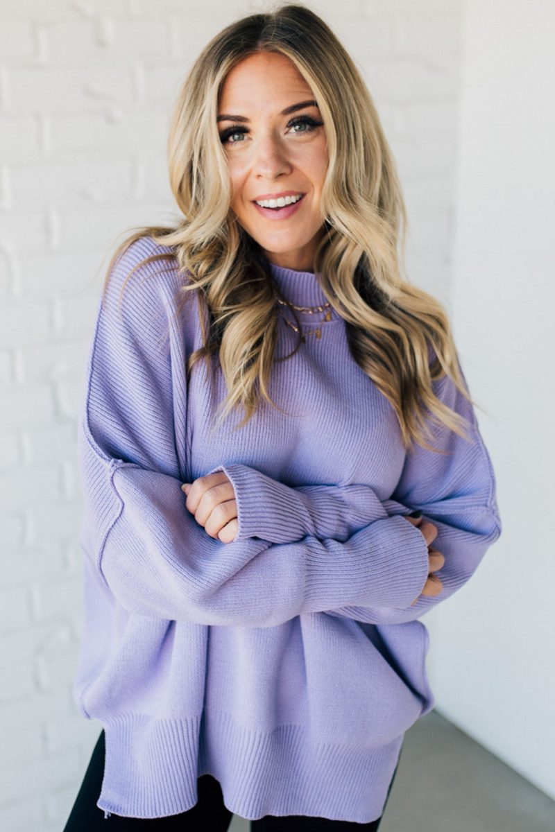 OversizedCrewNeckSweaterLavender 2