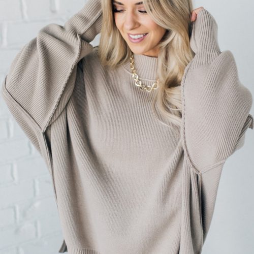 OversizedCrewNeckSweaterLightMocha 2