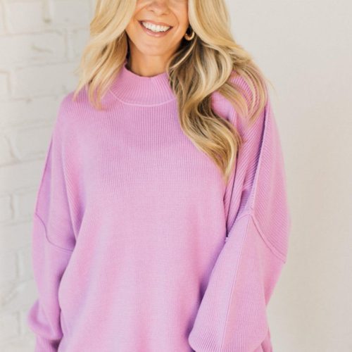 OversizedCrewNeckSweaterMauve 1