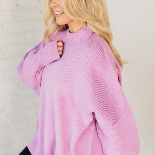 OversizedCrewNeckSweaterMauve 2