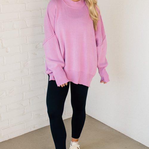 OversizedCrewNeckSweaterMauve