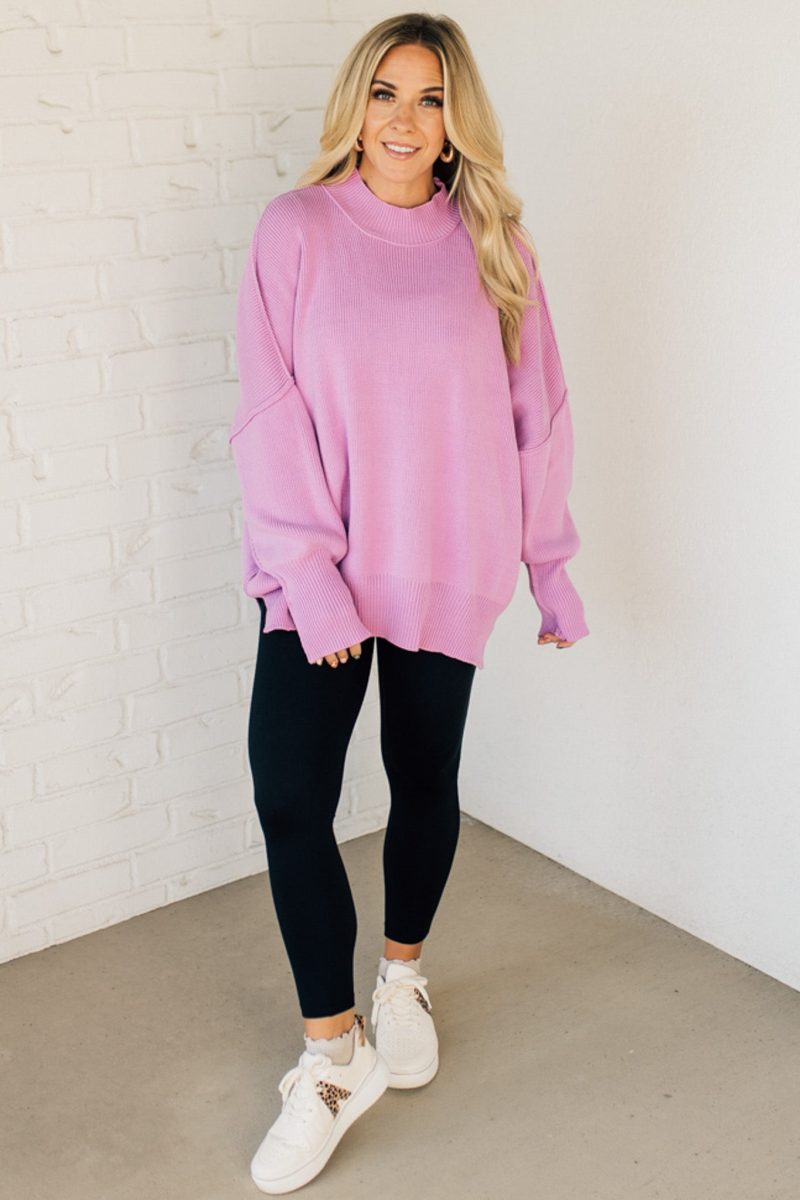 OversizedCrewNeckSweaterMauve