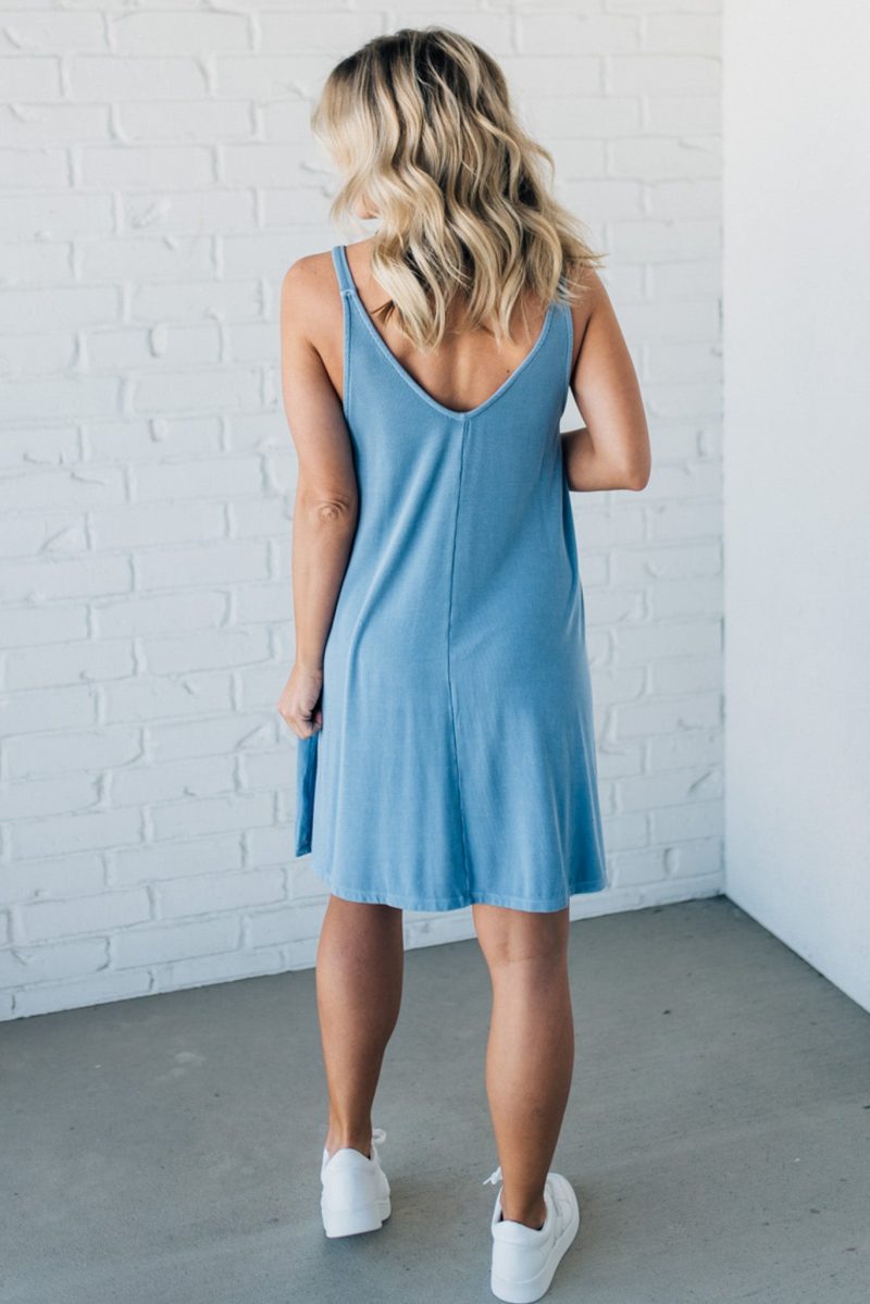 RibbedShiftDressDenim 4