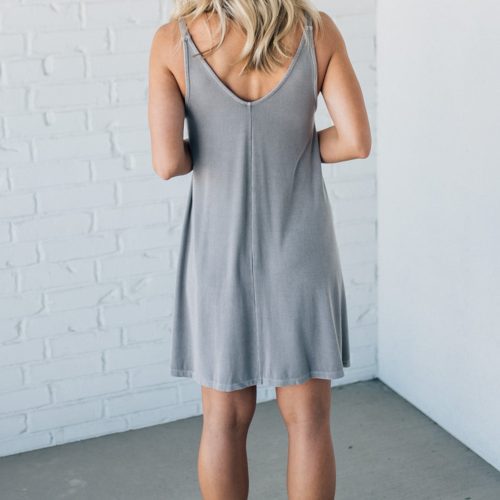 RibbedShiftDressGreyBrown 2