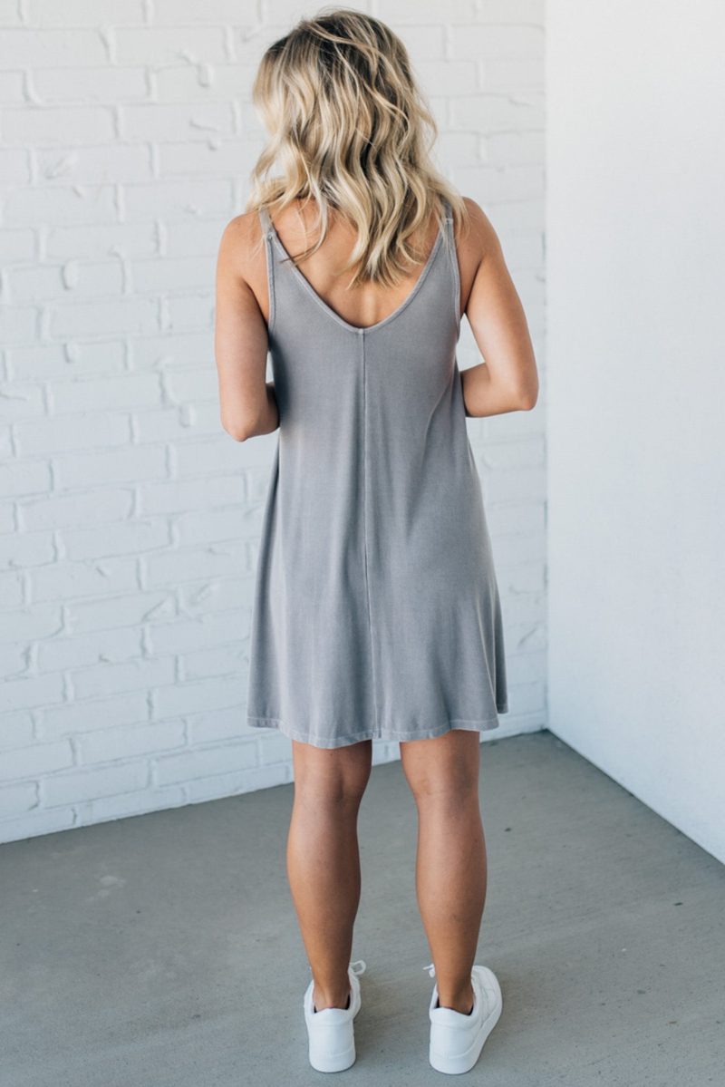 RibbedShiftDressGreyBrown 2