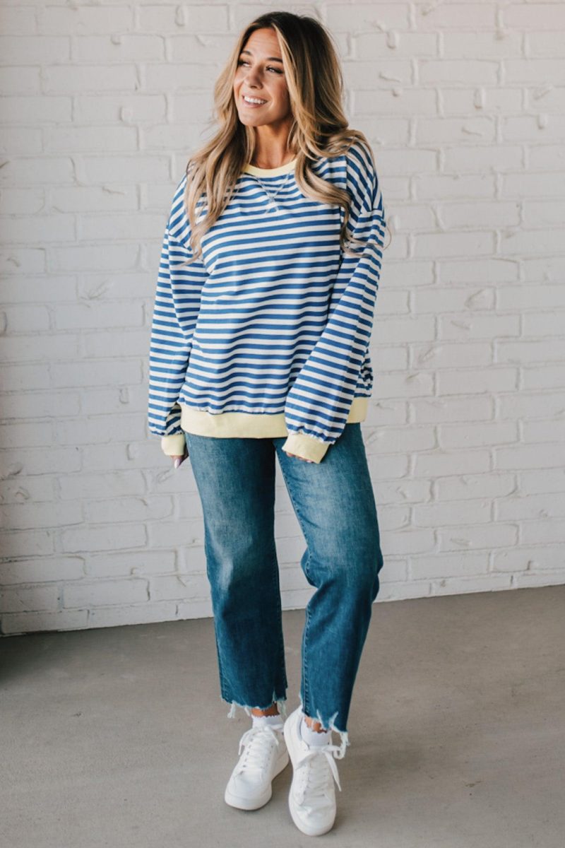 RogersStripedColorblockPullover Blue