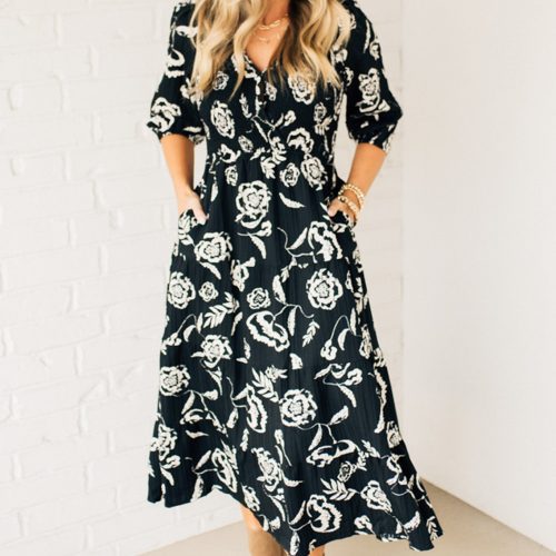 SmockedSurpliceMaxiDress