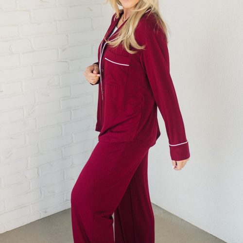 SnugglyModalPajamaSetDarkBurgundy 2