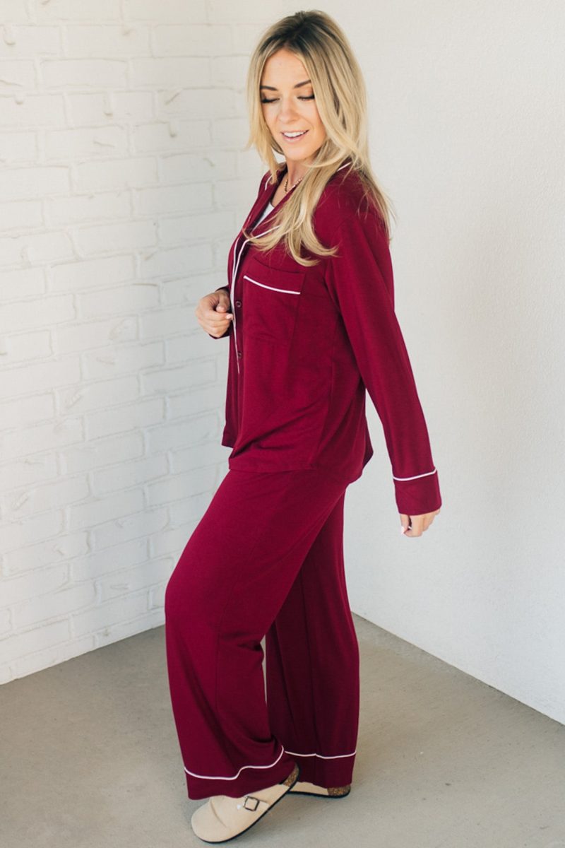 SnugglyModalPajamaSetDarkBurgundy 2