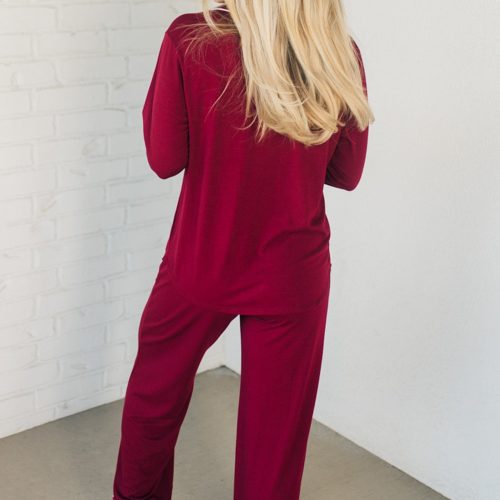 SnugglyModalPajamaSetDarkBurgundy 3