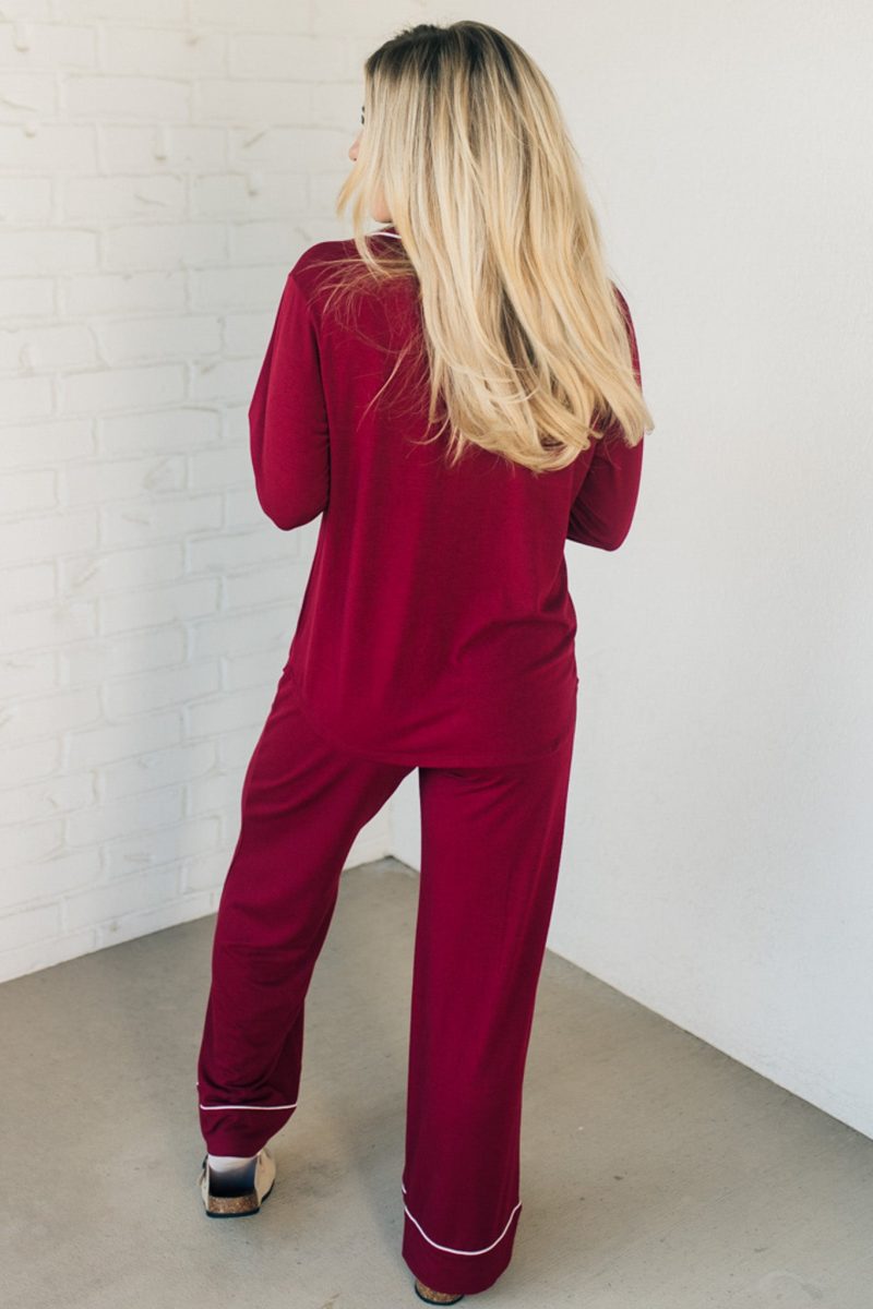 SnugglyModalPajamaSetDarkBurgundy 3