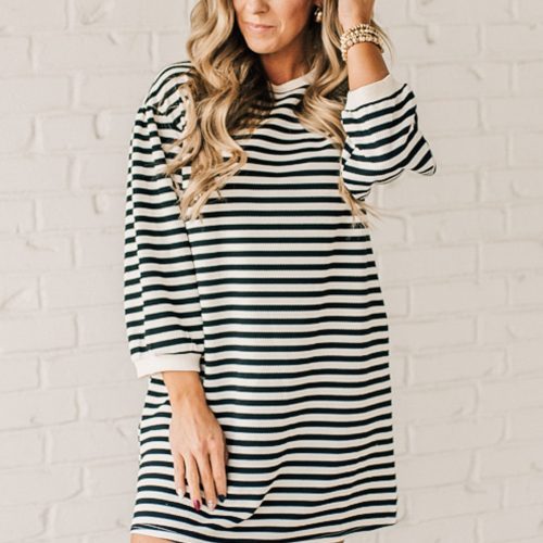 SparrowStripedShiftDressBlack 2