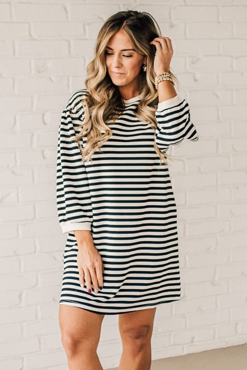 SparrowStripedShiftDressBlack 2