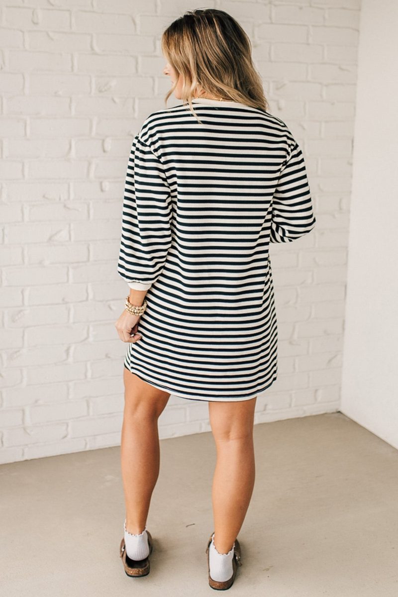 SparrowStripedShiftDressBlack 5