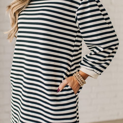 SparrowStripedShiftDressBlack 6