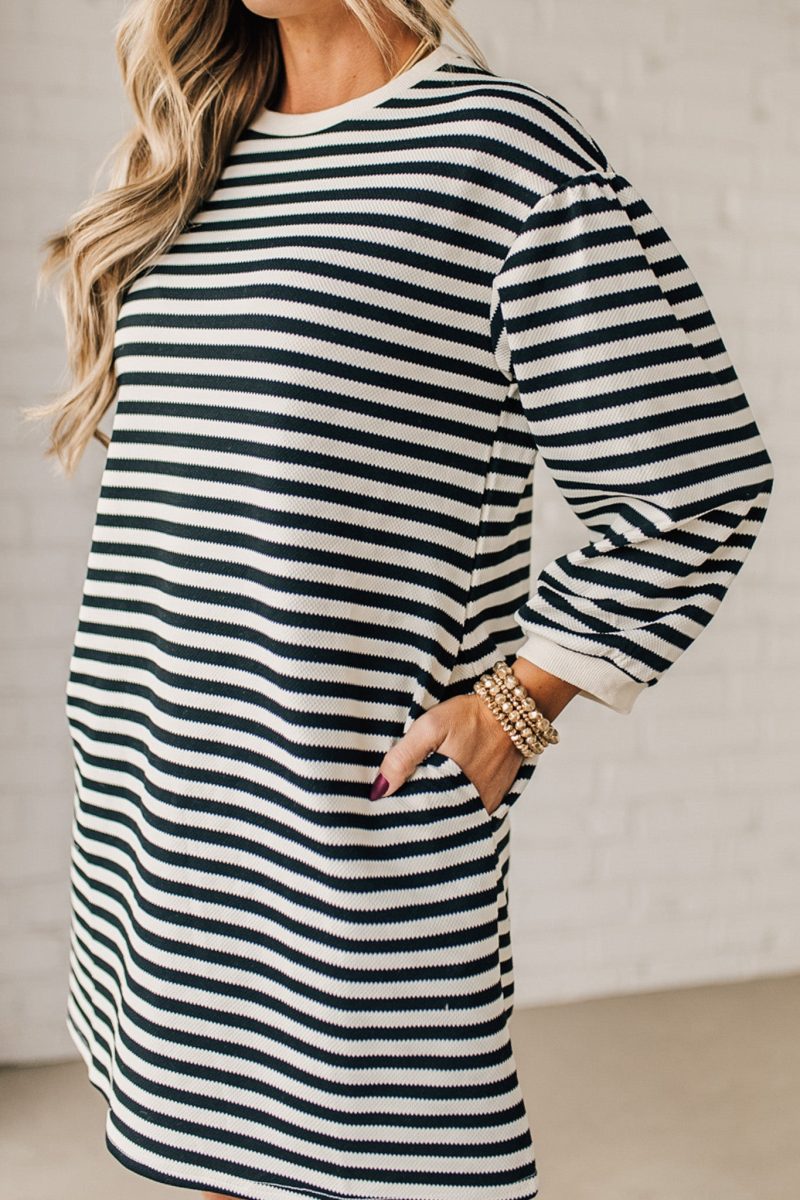 SparrowStripedShiftDressBlack 6