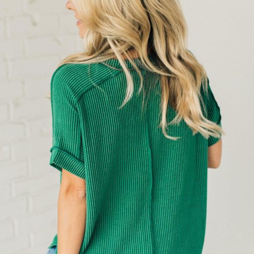 TexturedCuffSleeveTopKellyGreen 2 2