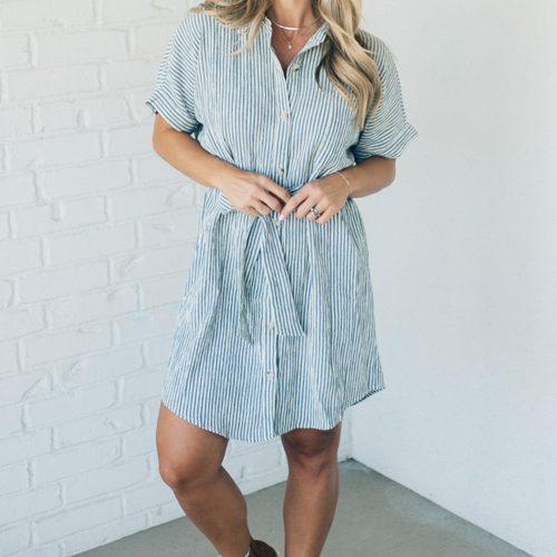 TheoStripedShirtDressNavy 3