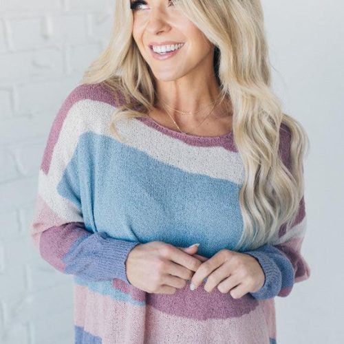 TiltedStripeLowGaugeSweater 7