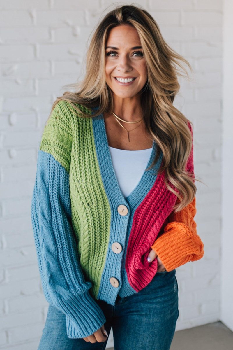 VibrantColorblockClassicCardigan 5